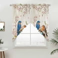 thumbnail image 2 of Swag Valance Curtains for Windows, Birds Floral Light Filtering Kitchen Curtains with Rod Pocket, Farmhouse Vintage Pink Flower Leaf Window Treatment Valances for Living Room, 36x36 - 2 PCS, 2 of 9