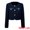 Dark Blue, variant on DARING DIVA Women's Crew neck Button Down Long Sleeve Cropped Blazer S Black
