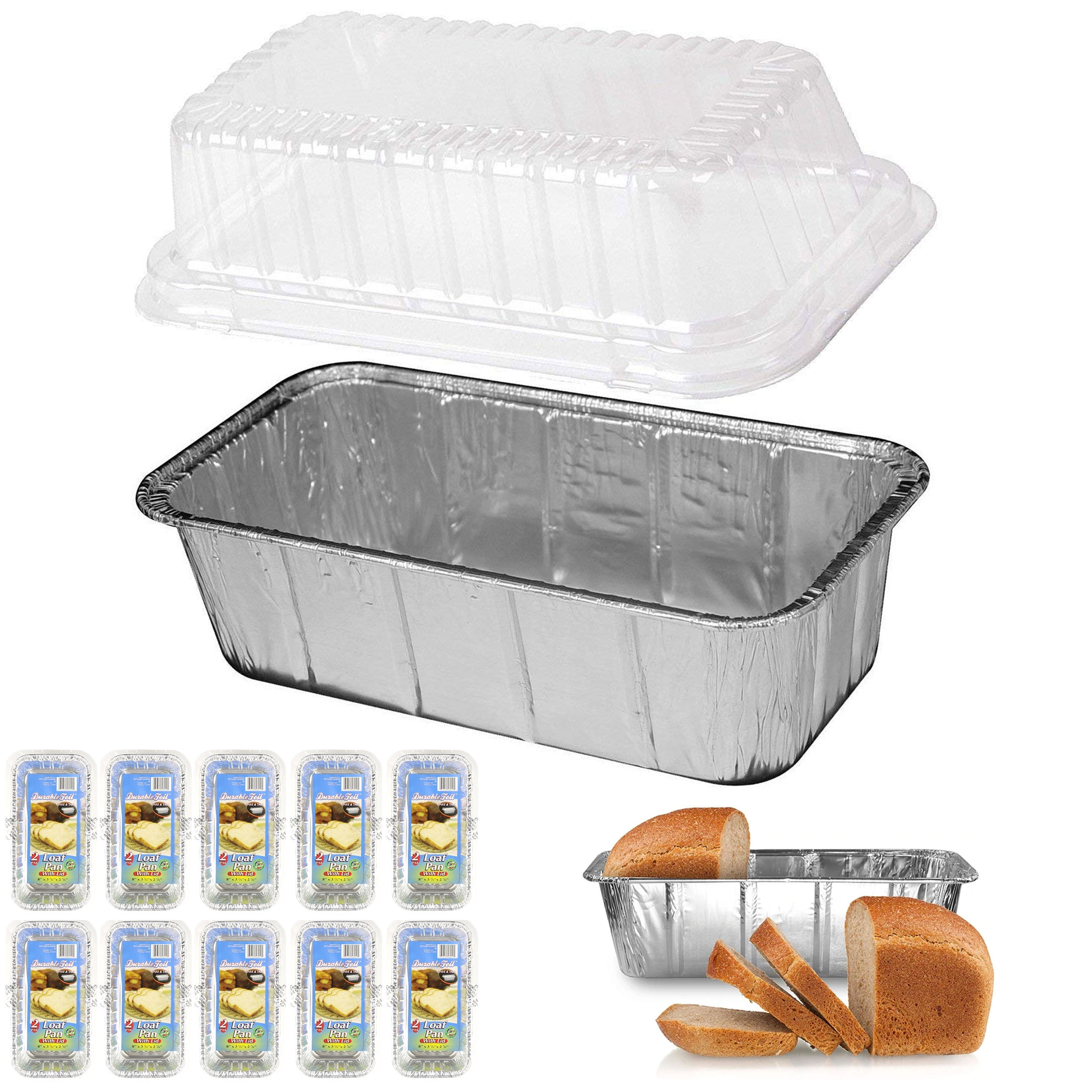 8 x 4.1 x 2.2 IVC Disposable Aluminum Foil Loaf Bread Pan w/Board Lids Pactogo 1 1/2 lb - Heavy Duty Made in USA Pack of 12 Sets 