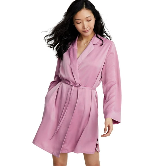 State Of Day Womens Silk Touch Self-Tie Robe Woven Mauve Orchid Purple XL