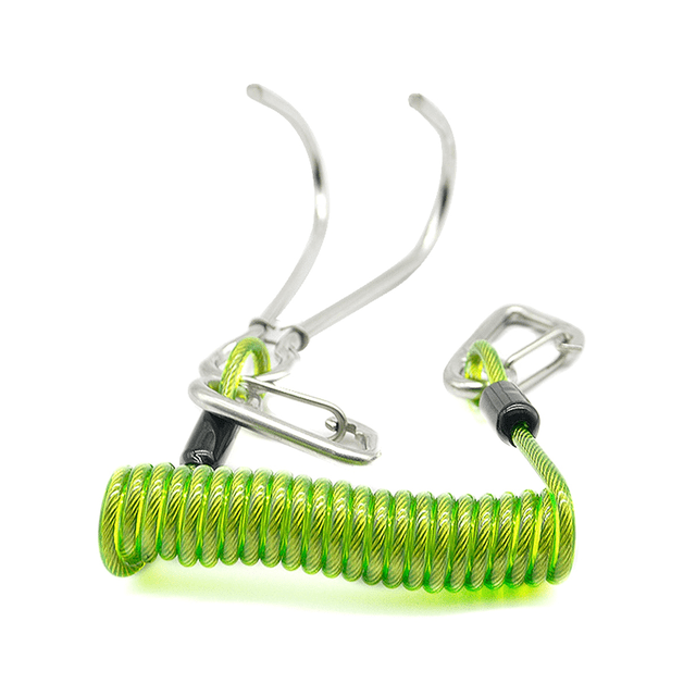Crochet de Rafting Récifal Double Tête Crochet de Récif en Acier Inoxydable Spirale Ressort à Ressort Accessoire de Sécurité de Plongée - Vert
