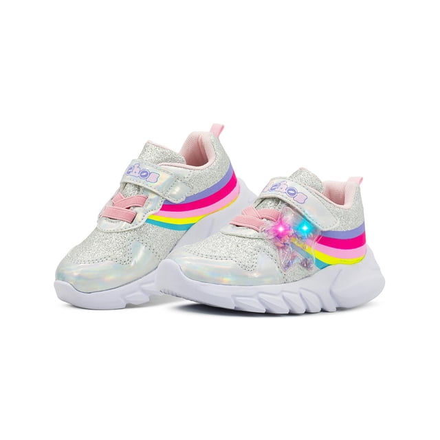 Tenis Deportivo Niña Ninos 3575 Plata/Rosa con Luces