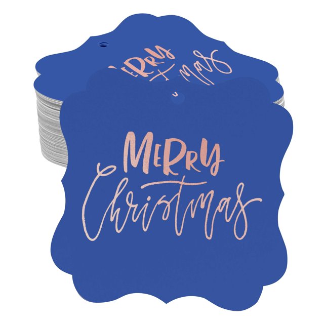 Inkdotpot Real Rose Gold Foil Merry Christmas Tags Favor Bracket Shape Hang Pack Of 50 Paper Tags