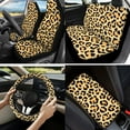 thumbnail image 2 of Yuyamidu Yellow Leopard Print Car Seat Cover Full Set of 13 Steering Wheel Cover Seat Belt Covers Center Console Cover Cup Coasters Keychain Auto Accessories, 2 of 6