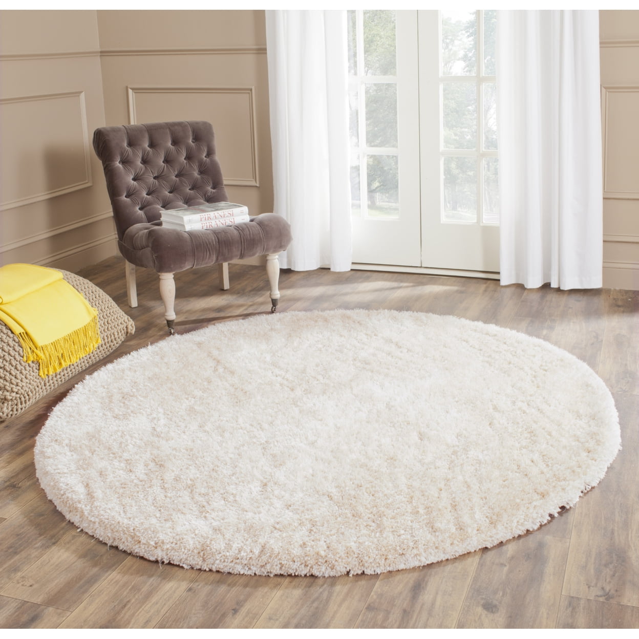 SAFAVIEH Henley Solid South Beach Polyester Shag Runner Rug, Champagne, 2'3" x 6'