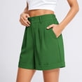 thumbnail image 5 of Aihuaihua Womens Shorts Dressy High Waisted Wide Leg Tailored Shorts Pleated Business Casual Work Trouser Shorts Green L, 5 of 7