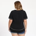 thumbnail image 3 of DARING DIVA Women's Plus Crew Neck Short Sleeve Loose Knit Blouse Tops 3X Black, 3 of 6