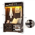 thumbnail image 3 of ChVans 75''H LED Farmhouse Hall Tree w/ Bench & Shoe Storage, Brown Hall Tree Entryway Bench w/ Coat Rack, 12 Shoe Cabinet, Umbrella Holder&Sock Storage Drawer, Mudroom, Hallway, 3 of 7
