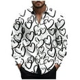 thumbnail image 3 of VBTAPA Mens Valentines Day Shirts Love Heart Graphic Printed Casual Button Down Shirt Long Sleeve Date Night Shirts Gifts for Lover Boyfriend White XL, 3 of 6