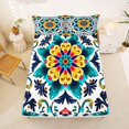 thumbnail image 5 of jejeloiu Vibrant Floral Queen Sheets For Men Women,Colorful Mandala Queen Sheet Sets,Multicolor White,4 Pieces,1 Flat Sheet, 1 Fitted Sheet and 2 Pillowcases, 5 of 6