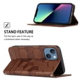thumbnail image 4 of Nalacover For iPhone 14 Plus 6.7 inch Wallet Case,Magnetic Embossed Soccer Ball Pattern PU Leather Flip Kickstand Cash Card Slots Shockproof with Detachable Wrist Strap Cover.Brown, 4 of 7