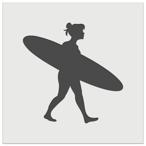 Surfer Woman with Surfboard Walking DIY Cookie Wall Craft Stencil - 5.5 Inch