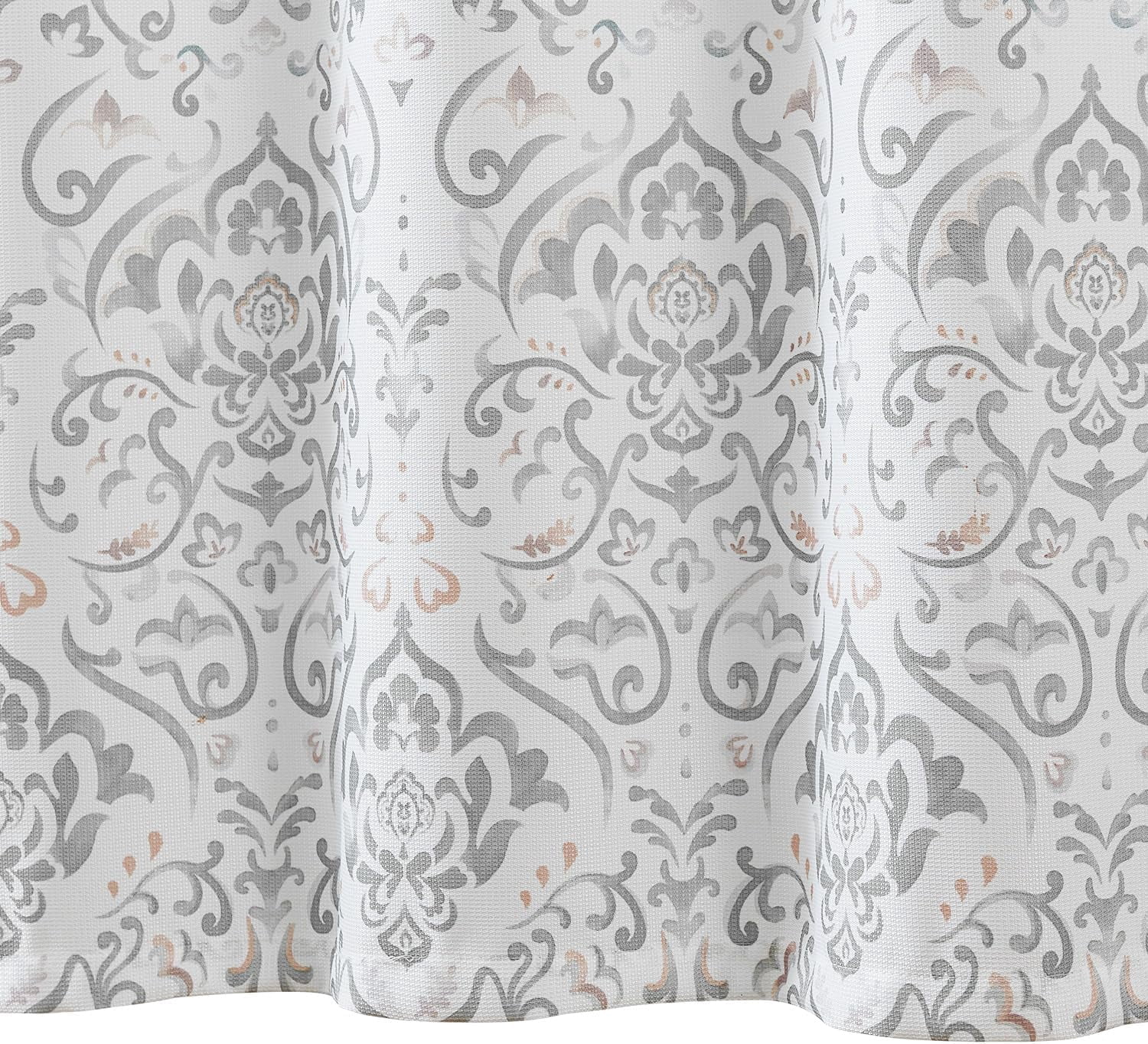 Boho Farmhouse Grey Floral Shower Curtain, Medallion Damask Shower Curtains for Bathroom, Moss Inky Retro Vintage Pattern Waterproof Fabric Shower Curtain, Bath Decor with Hooks 70x72 inches