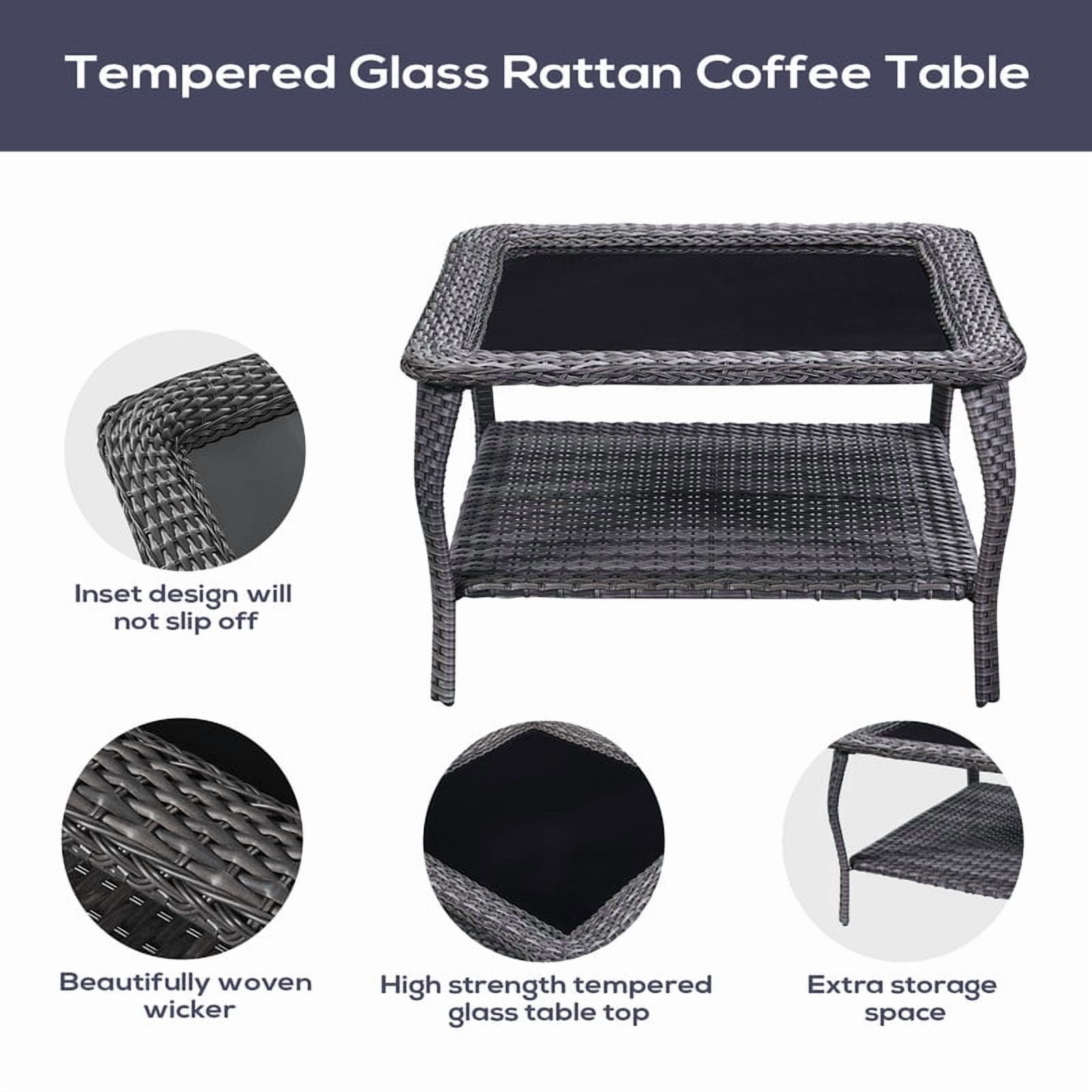 PARKWELL Outdoor Patio Furniture Set,All-Weather Conversation L-Shaped Sectional Sofa with Coffee Table and No-slip Thick Cushions,Backyard Porch Garden Poolside Balcony Set,Gray/Beige
