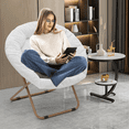 thumbnail image 4 of Magshion Set of 2 Cozy Chairs with Pillow, Modern Comfy Folding Lounge Saucer Chair Moon Chair for Home Bedroom, White, 4 of 11