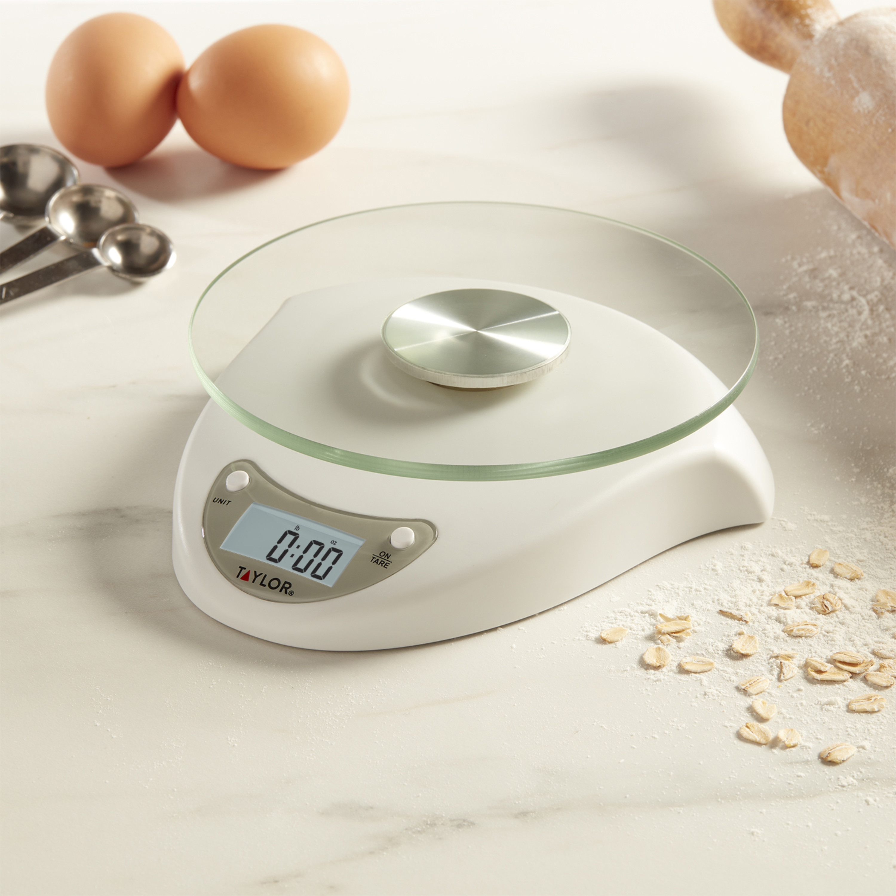Taylor Digital Glass Platform Kitchen Scale, White photo 2