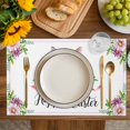 thumbnail image 4 of Happy Easter Placemats Set of 8, Spring Watercolor Bunny Flower Leaf Plant Placemats for Dining Table, Place Mats for Kitchen Tabletop, Waterproof Wipeable Dining Table Mats Set, 4 of 9