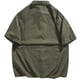 thumbnail image 4 of Camisetas Elvqul Caballero Elástica Verde del Ejército Casual de Color Sólido Manga Corta con Solapa Botones, 4 of 7