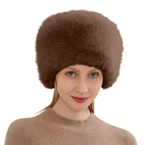 TELOLY Women'S Winter Faux Fur Bucket Hat, Warm Faux Mink Plush Hat Fluffy Fisherman Fuzzy Bucket Hat Russian Hat for Outdoor Fur Hat for Women