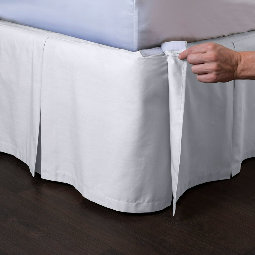 Ashton Detachable Bedskirt (Queen Size, White, 14" Drop) Easy on/Easy