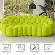 99 Bubble Couch Modern, Oversized Curved Couches, Lazy Floor Sofa, Lemon Green Bubble Couch,Modern Upholstered Comfy Mesh Fabric 3D Honeycomb Shape Couches for Living Room,Office,Apartment,3-Seater