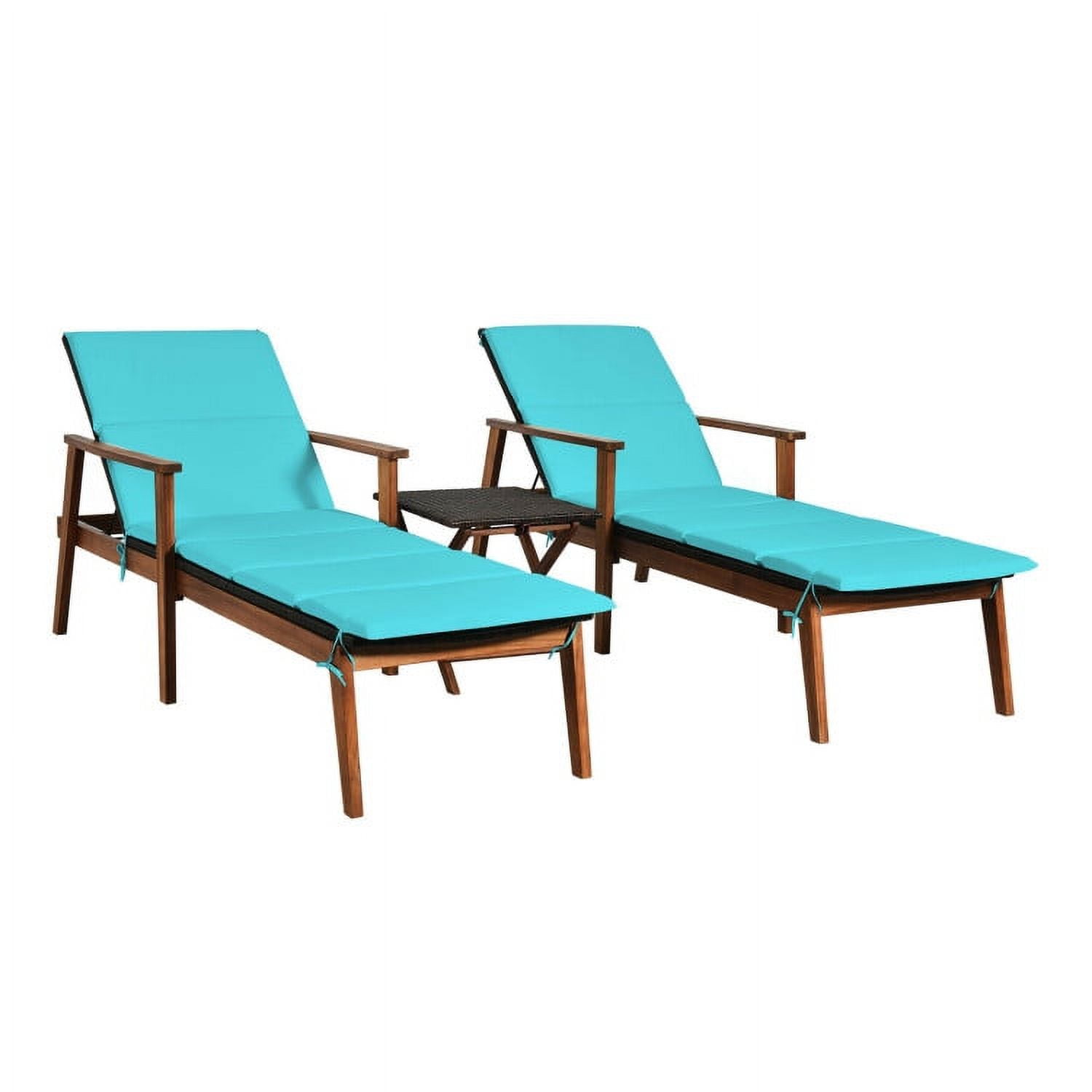 Aimee Lii 3 Pieces Portable Patio Cushioned Rattan Lounge Chair Set with Folding Table, Outdoor Patio Furniture Set, Turquoise Aimee Lii 3 Pieces Portable Patio Cushioned Rattan Lounge Chair Set with Folding Table, Outdoor Patio Furniture Set, Turquoise