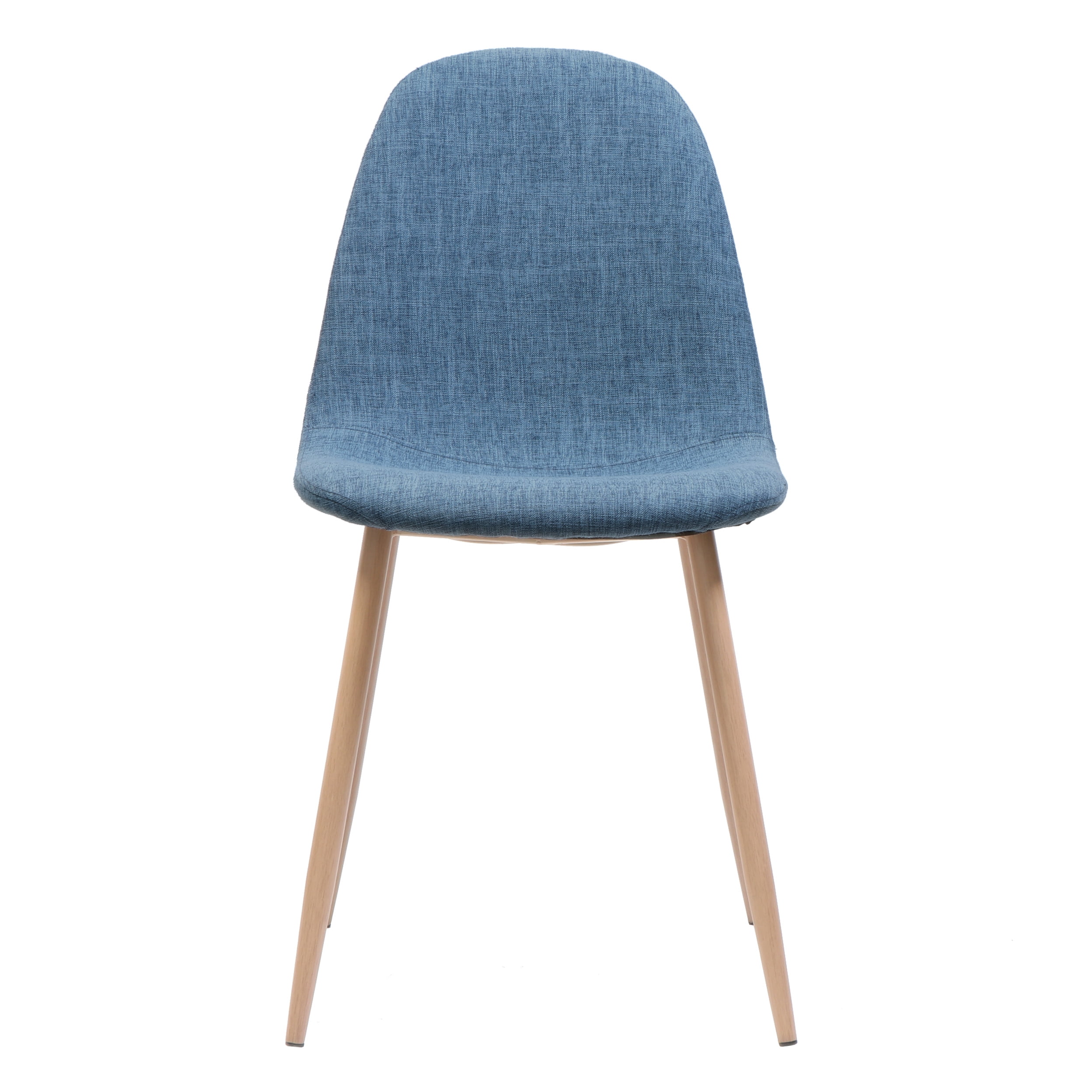 Noble House Samir Mid Century Fabric Dining Chairs, Set of 2, Muted Blue, Light Walnut