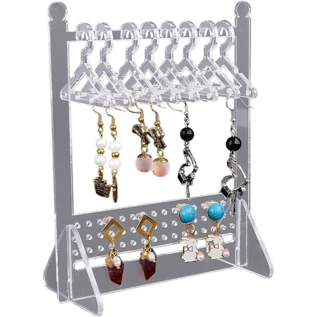 Exhibidor de aretes de acrílico con 74 agujeros, minipercha colgante para joyería, transparente, con agujeros para sujetar aretes, organizador transparente, soporte de almacenamiento, vitrina