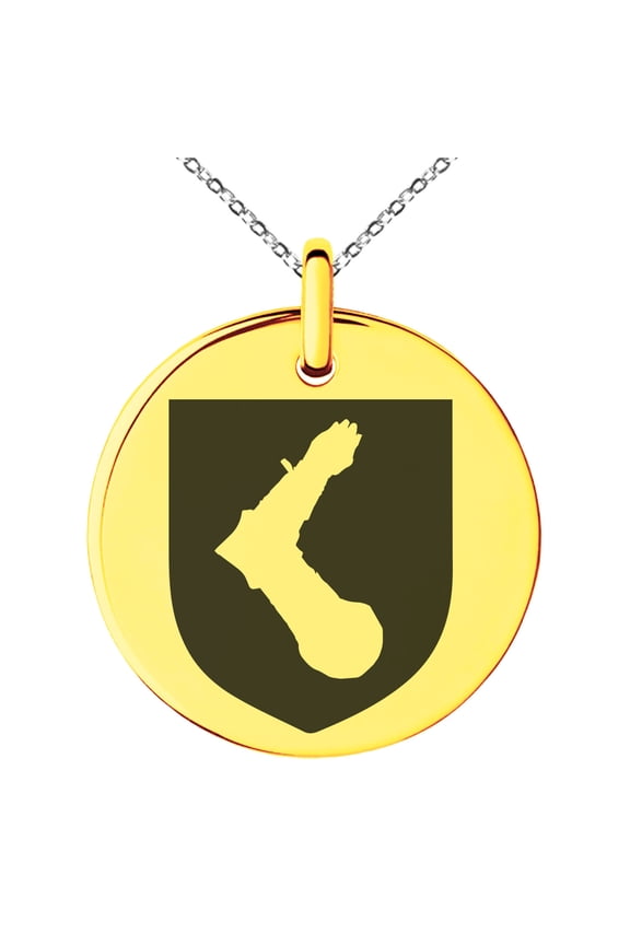 Stainless Steel Arm Armor Leadership Coat of Arms Shield Engraved Small Medallion Circle Charm Pendant Necklace