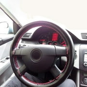 Leather Steering Wheel Transformation Kit, Stitch On Lace Up Cover Ensures Universal Fit & Waterproof Durability For Your Car (Black, M)