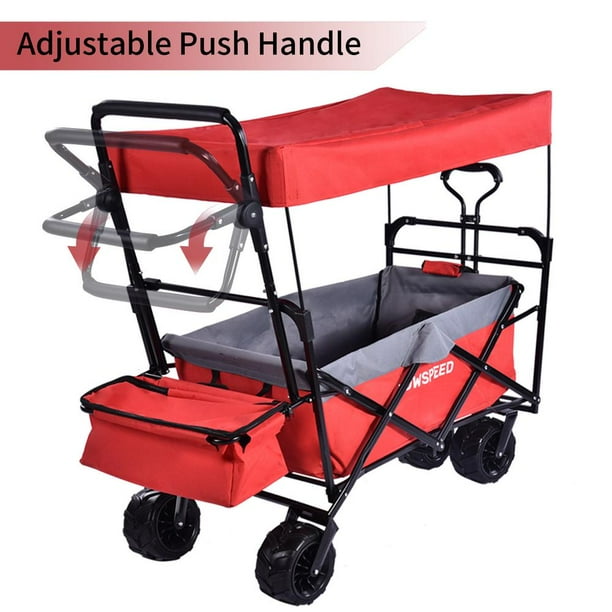 PROKTH Collapsible Wagon Cart, Foldable Wagon Cart Removable Canopy