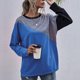 thumbnail image 2 of Mujeres Casual Pullover Cuello Redondo Manga Larga Gota Hombro Costura Bloque de Color Mujeres Pullover Top Azul Brillante L, 2 of 5