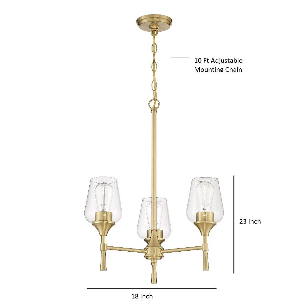 Sunset Lighting F27033-18 Stella Chandelier, Clear Glass Steel with Champagne Gold Finish