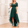 thumbnail image 4 of Elegant Women's Ruffled Sheer Patchwork Evening Dress with Sequin Detailing for Wedding Guest Cocktail Party Long Sleeve Polyester Spandex Zipper Closure, 4 of 7