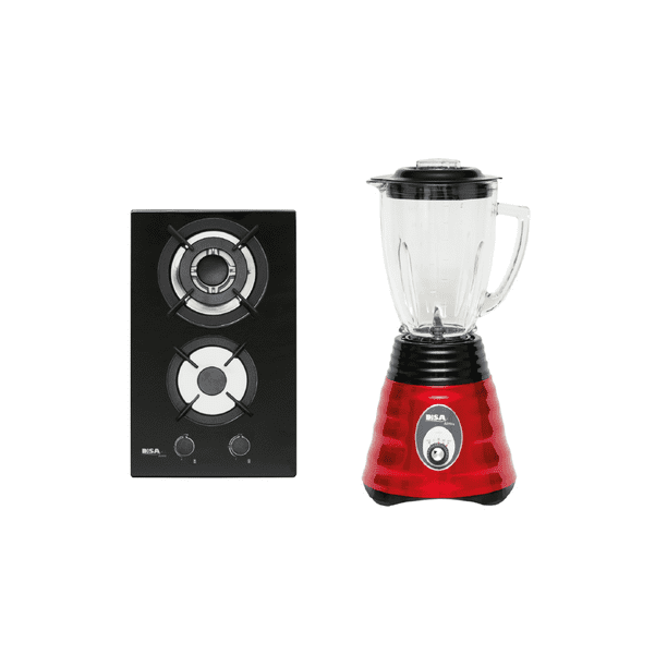 Combo DISA HOME Parrilla a Gas 2 Quemadores Cristal Templado Y Licuadora PRO 3 Vel