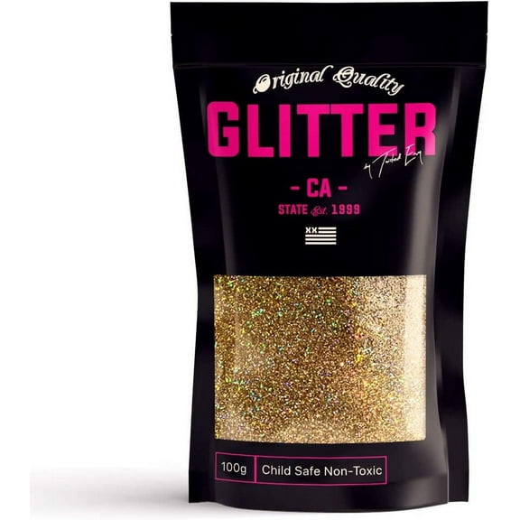 Gold Holographic Premium Glitter Multi Purpose Dust Powder 100g / 3.5oz for use with Arts & Crafts Wine Glass Decoration Weddings Cards Flowers Cosmetic Face Body