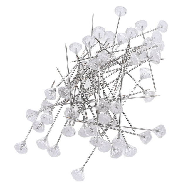 Alfiler De Ramillete Para Ojal, Multiusos, 10x64 Mm, Transparente, Con Cabeza De Diamantes De Imitación, Alfileres De Flores Para Coser
