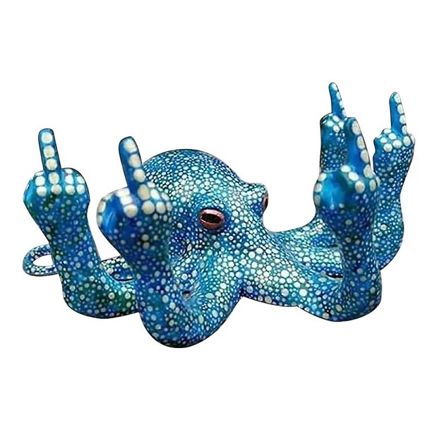 Gesto luminoso de pulpo con nácar, estatua de pulpo, fluorescencia oceánica para decoración de jardín, interior y exterior, hogar (azul claro)