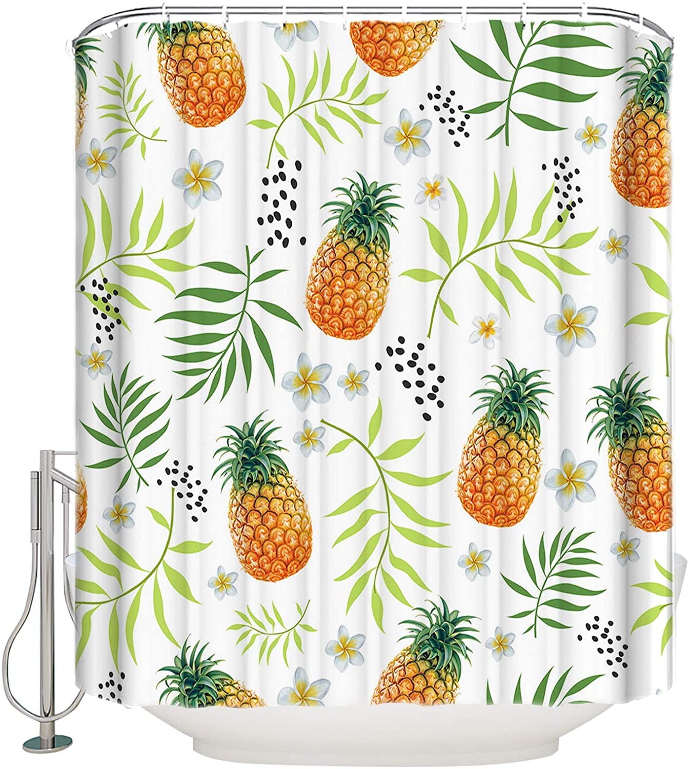 JOOCAR Fresh Pineapple and Green Leaves Shower Curtain 72x72 Inch