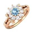 thumbnail image 2 of 4.5MM Round Blue Topaz 925 Silver Rose Plated Cluster Women Valentines Day Gifts Ring, 2 of 4