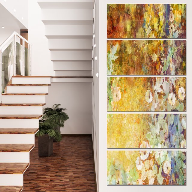 Petites Fleurs avec Feuilles Vertes Douces - Impression sur Toile Florale