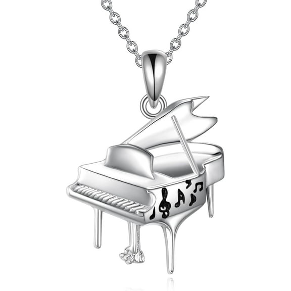 Piano Necklace Sterling Silver Music Pendant Necklace Piano Jewelry for Women Piano Gifts for Mom Music Lovers