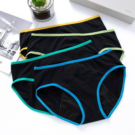 

MPWEGNP 4 Pieces Underpants Patchwork Color Underwear Panties Bikini Solid Womens Briefs Knickers Intimates