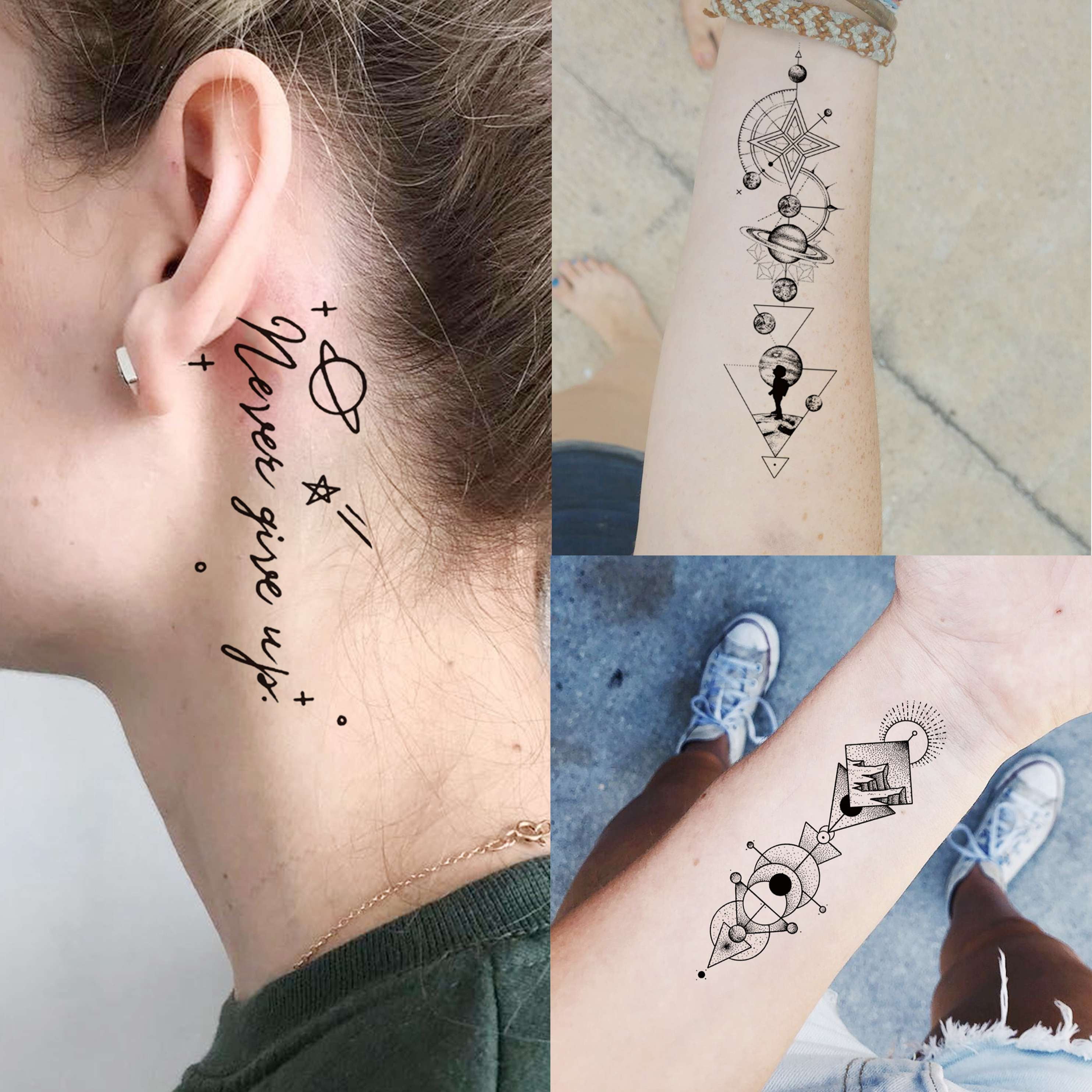 Snapklik.com : 66 Sheets 3D Small Black Temporary Tattoos For Women Men  Waterproof Fake Tattoo Stickers For Face Neck Arm Children Tattoo Temporary  Flower Birds Star Realistic Tatoo Kits For Boy Girls