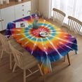 thumbnail image 2 of Rainbow Tie Dye Sunburst Rectangle Tablecloth 60"x84",Waterproof Polyester Rectangle Table Cloth, Wipeable Spillproof Polyester Tablecloth for Dining, Camping, Indoor and Outdoor, 2 of 5
