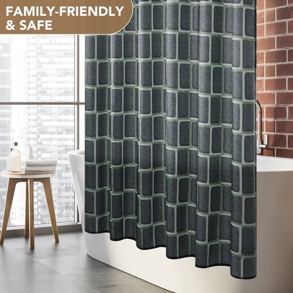 Deconovo Waterproof Fabric Shower Curtain for Bathroom, Sage Green, 72W x 72L Inch, Easy to Clean Original Design, Modern Farmhouse Bathroom Decor