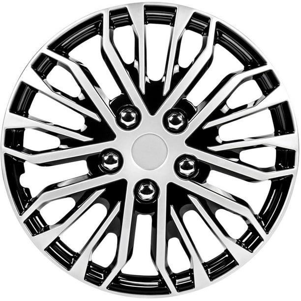 Pilot Automotive WH14116SB Apex Black and Silver Universal Hubcap