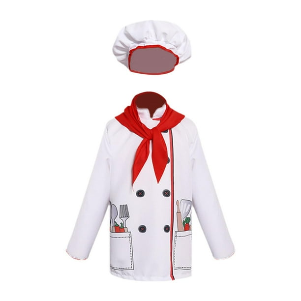 Conjunto de disfraz de chef Strade Fareast Limited para niños con gorro camiseta y bufanda roja