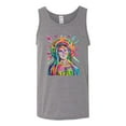 thumbnail image 2 of Wild Bobby Rainbow Painted Mother Mary Dean Russo Design Inspirational/Christian Men Tank Top, Heather Grey, XX-Large, 2 of 6