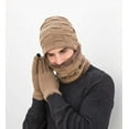 thumbnail image 2 of 3 Pieces Winter Warm Hat Scarf Glove Set Knit Thick Beanie Scarves Cap for Men, 2 of 9